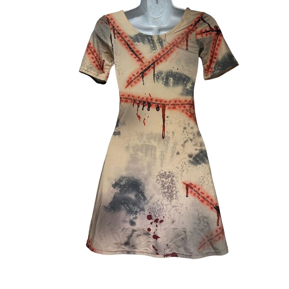 Dolls Kill Creepy Schoolgirl Bloody Scar Nude Zombie Horror Dress Size XS - Picture 3 of 9